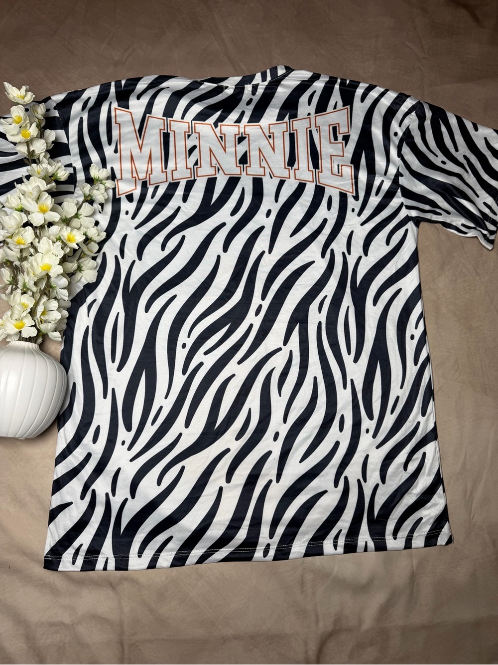 Minnie Zebra-Print Kids Tee — Black & White